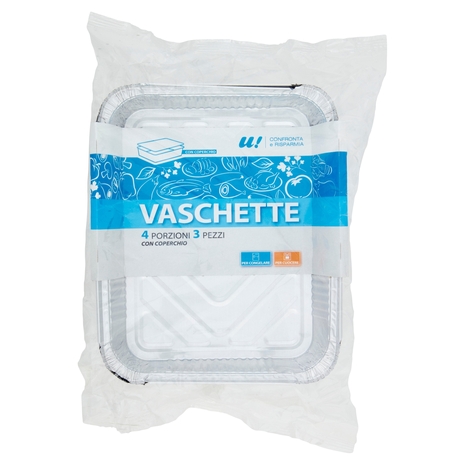 3 Vaschette 4 Porzioni con Coperchio U! Confronta e Risparmia
